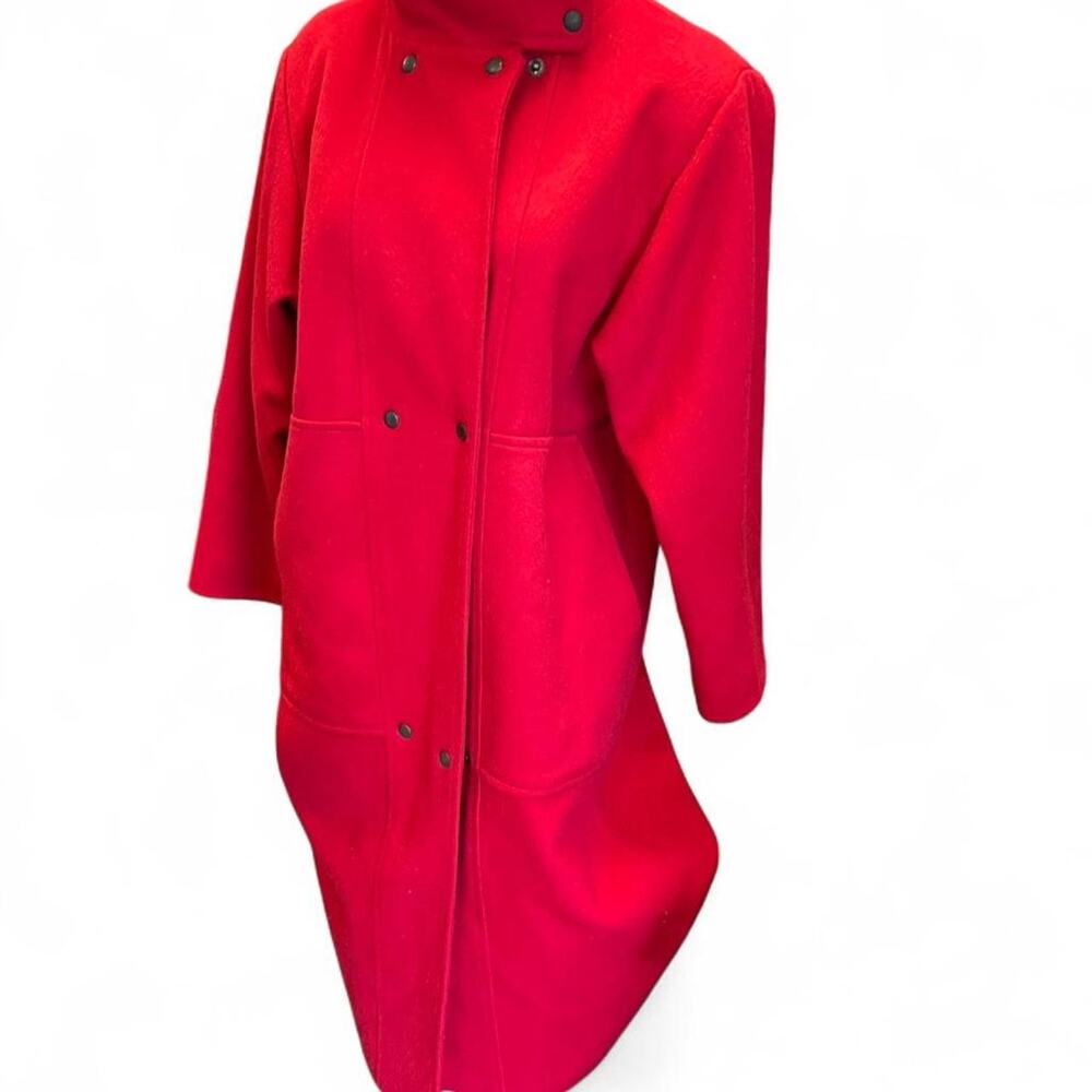 Red wool coat with hood